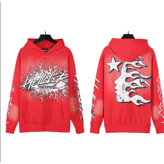 Hellstar Distressed Terry Cloth High Street Retro Hooded Sweatshirt